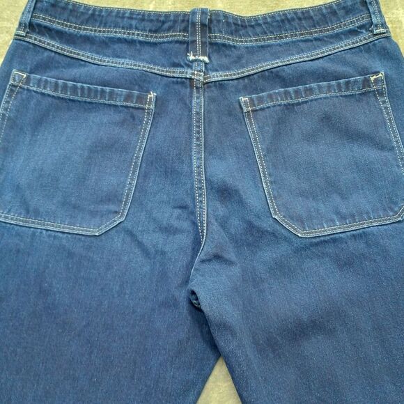 Free People We The Free Button Fly Flare Jeans 32 x 32 Night Sky Blue Trouser - Picture 13 of 16